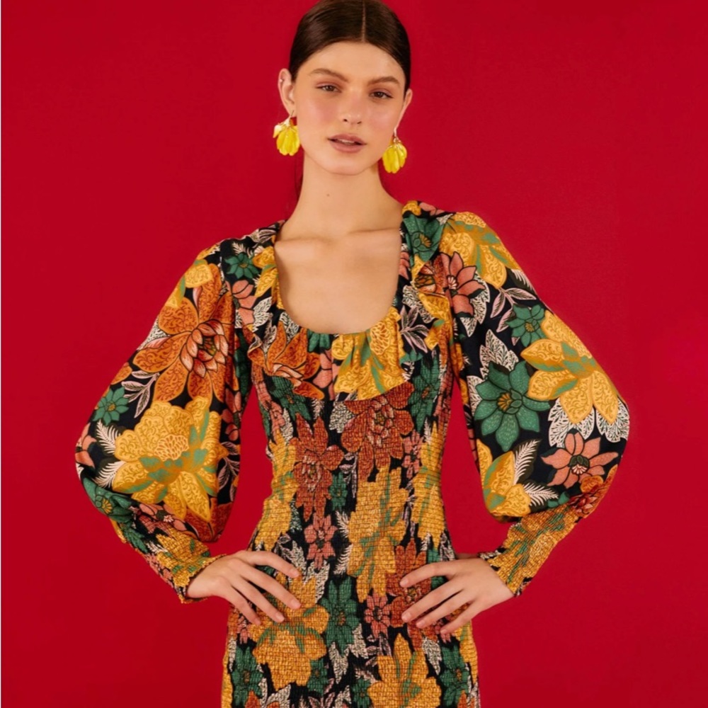 FARM Rio Black Garden Lenzing Ecovero Viscose Mini Dress